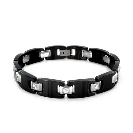 Bracelet Paved Gem Links Black Ceramic