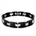 Bracelet Paved Gem Links Black Ceramic