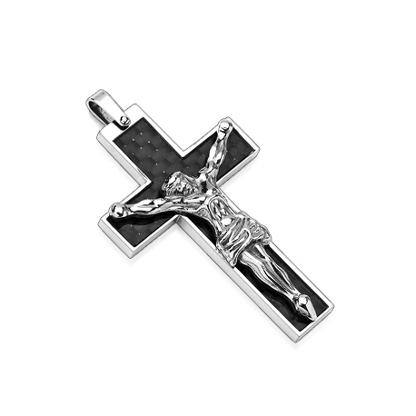 Black Carbon Fiber Cross Pendant