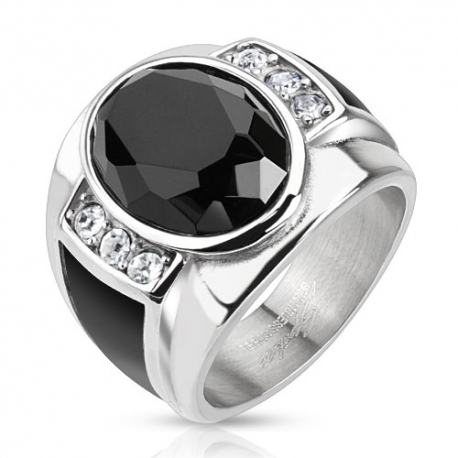 Diamond Cut Onyx Stone Ring