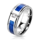 CZ Two Tone Blue IP Band Ring