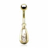 14kt Placcato Oro Anello Ombelico con CZ