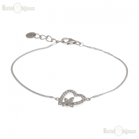 Heart with CZ and Butterfly Bracelet