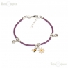 Bee Daisies Chamomile Flower and Four-Leaf Bracelet