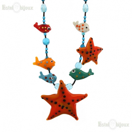 Starfish Necklace Murano Glass