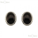 Oval Black Pearl Clip Earrings