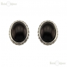Oval Black Pearl Clip Earrings
