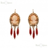 Earrings with Cameo & Coral