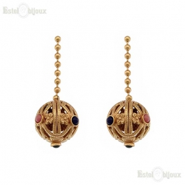 Ball and Stones Decorated Earrings