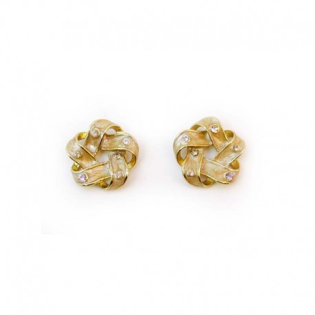 Flowers and Strass Enamel Earrings