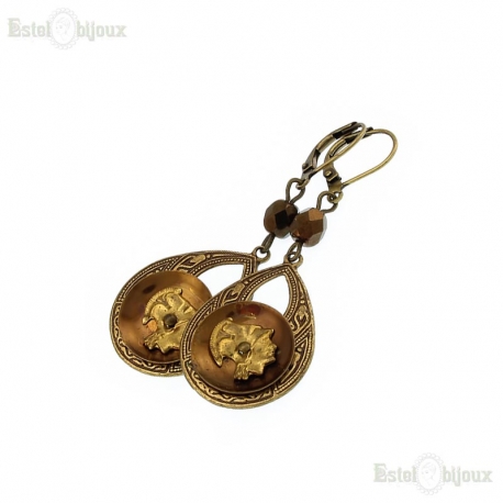 Antique Button Earrings- Roman Profile