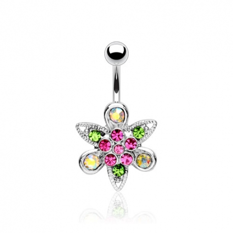 Fancy Flower Multi-Colored Navel Ring