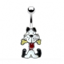 Dog w/Bone Dangle Navel Ring