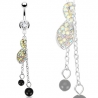 Aurora Boreale CZs Twist Cluster Dangle Navel Ring