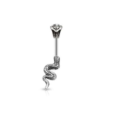 Flower CZ Snake Top Down Navel Ring