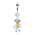 Teddy Bear Epoxy Color Accented Navel Ring