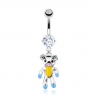 Teddy Bear Epoxy Color Accented Navel Ring