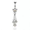 3 CZ Flower Dangle Navel Ring