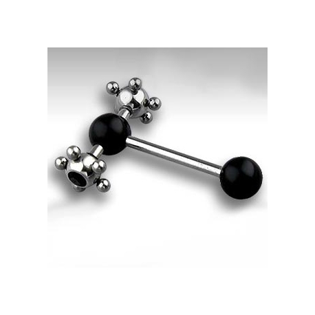 Acrylic Ball & Clear Gem Set Multi Steel Ball Tongue Barbell Piercing