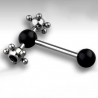 Acrylic Ball & Clear Gem Set Multi Steel Ball Tongue Barbell Piercing