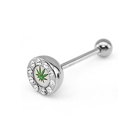 Gem Paved Half Dome Logo Top Barbell Piercing