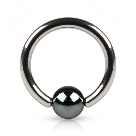 Ring w/ Hematite Plated Bead Piercing