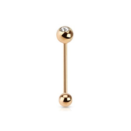 CZ Rose Gold IP Barbell Piercing