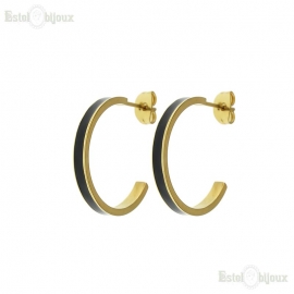 Gold IP Duo Tone Epoxy Hoop Earing