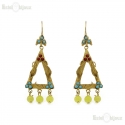 Triangles and Yellow Jade Earrings