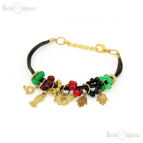 Bracciale in Pelle con Pendenti