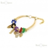 Bracciale Pelle Bianca Pietre e Pendenti