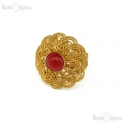 Red Jade Filigree Ring