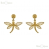 Dragonfly Filigree Brass Earrings