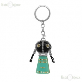 Azure Doll Strass and Enamel Keychain