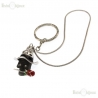 Black Skull and Rose Pendant Keychain