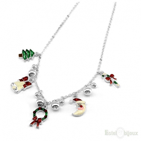 Different Christmas Enamel Pendants Necklace