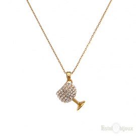 Bicchiere Vino Collana Placcato in Oro 18k