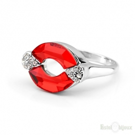 Love Anello Labbro Cristallo Rosso