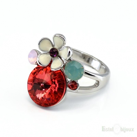 Flower and Crystals Ring