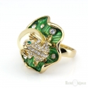 Waterlily Frog and Pearl Gold Plated Ring