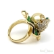 Frog and Pearl Gold Plated Ring