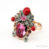Flowers and Crystals Gold Plated Ring