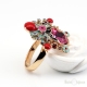 Flowers and Crystals Gold Plated Ring