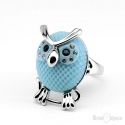 Azure Owl and Crystals Ring