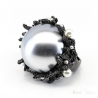 Corals and Pearls Black IP Ring