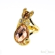 Cat and Crystals Gold Plated Ring