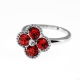 Four Leaf Clover Red Crystals Ring