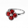 Anello Quadrifoglio Cristalli Rossi