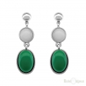 White and Green Stones Earrings