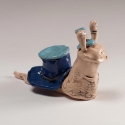 Snail in Blue Hat Figurine Ceramic